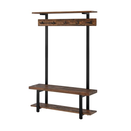 Alaterre Furniture Pomona Entryway Hall Tree with Bench, Shelves & Coat Hooks, Depth: 14 AMBA2820